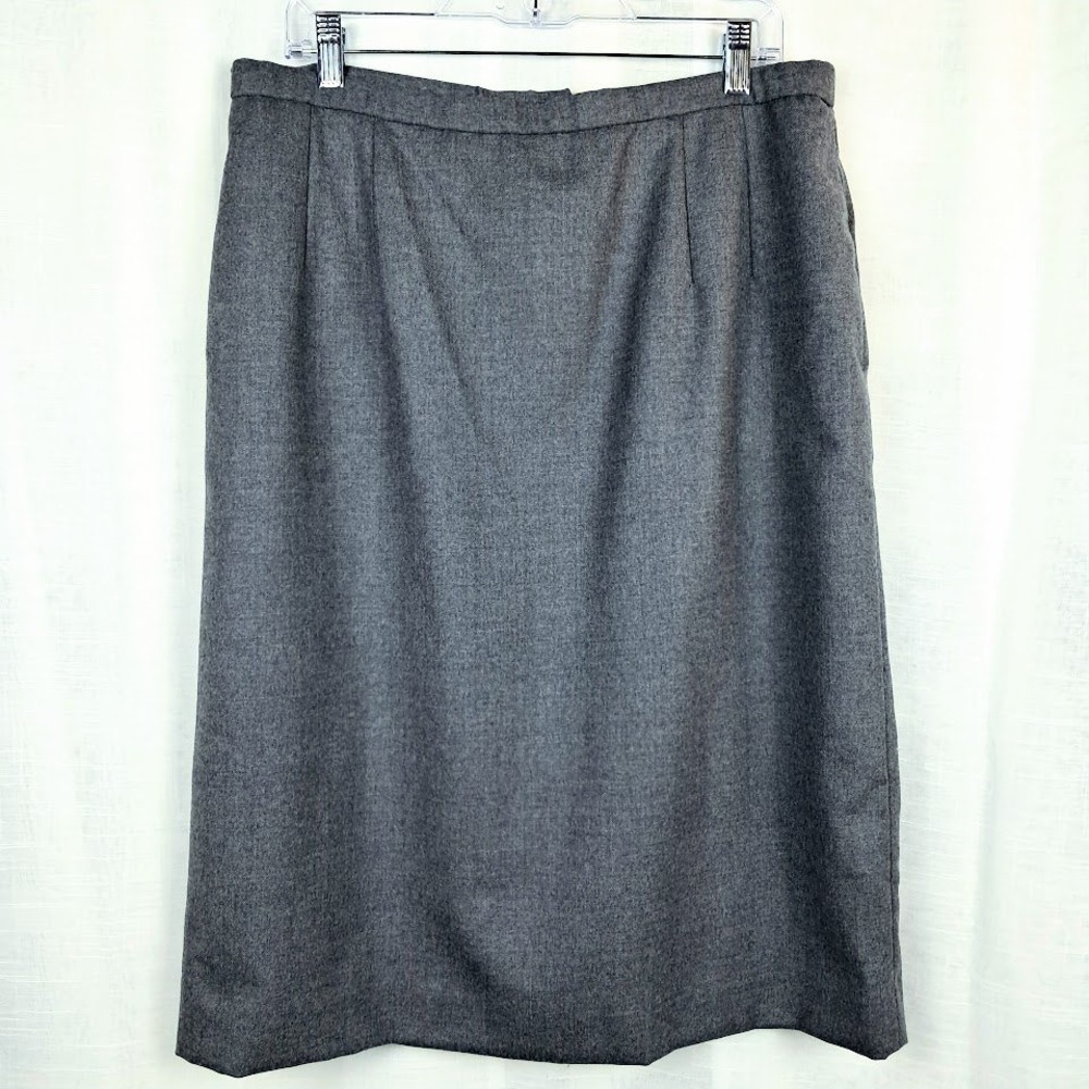 Pendleton Vintage 16 Virgin Wool Pencil Skirt Charcoal Gray Pocket Midi Heritage